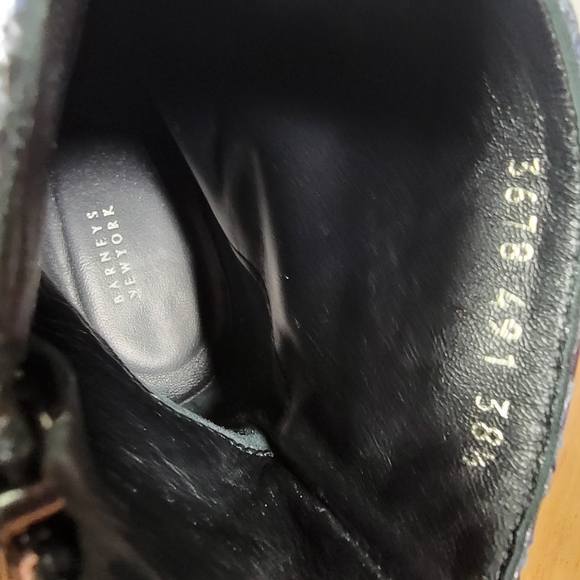 Barneys New York Square-Toe Blue Snakeskin Ankle Booties Gogo Boots Size 38.5 - Picture 12 of 15